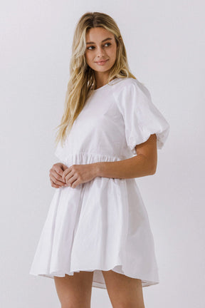 Short Balloon Sleeve Mini Dress