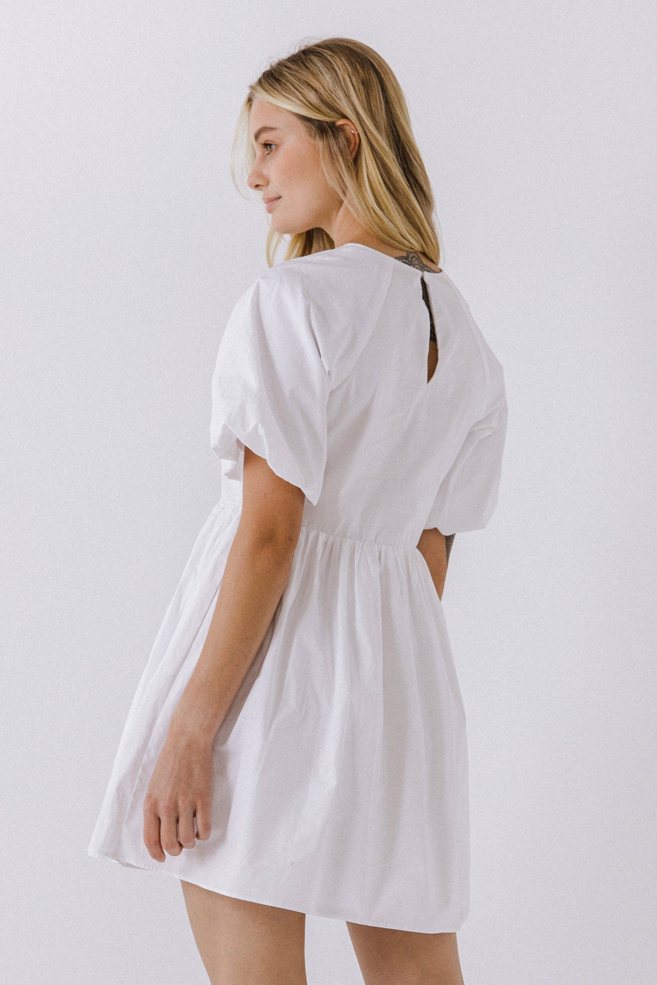 Short Balloon Sleeve Mini Dress