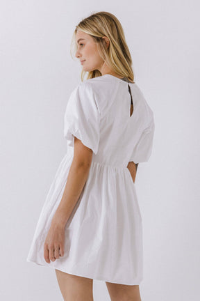 Short Balloon Sleeve Mini Dress