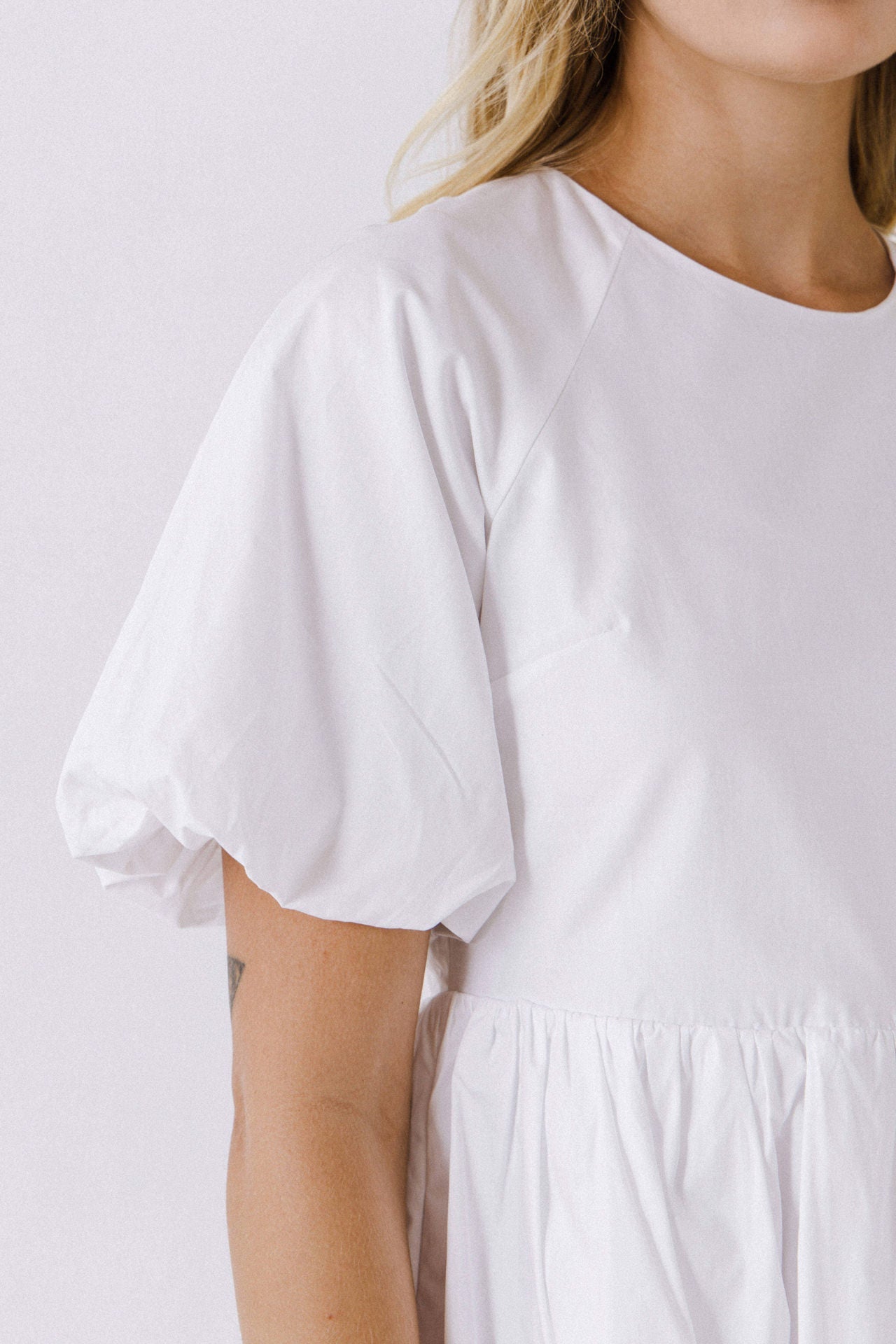 Short Balloon Sleeve Mini Dress