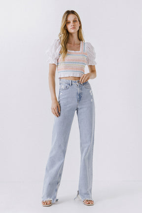 FREE THE ROSES - Multicolor Smocked Top - TOPS available at Objectrare