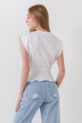 ENDLESS ROSE - Smocked Waist T-Shirt - TOPS available at Objectrare