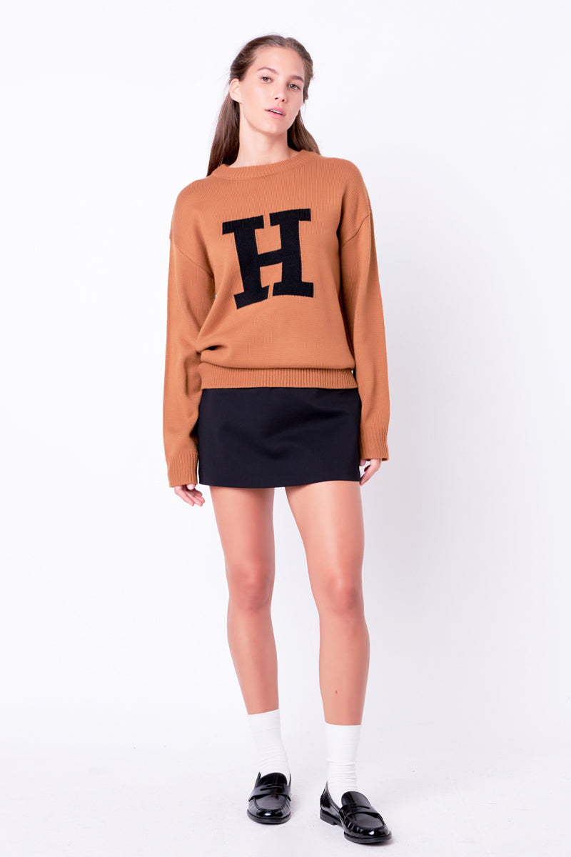 ENGLISH FACTORY - Alphabet Motif Sweater - SWEATERS & KNITS available at Objectrare