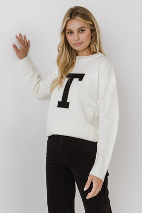 ENGLISH FACTORY - Alphabet Motif Sweater - SWEATERS & KNITS available at Objectrare