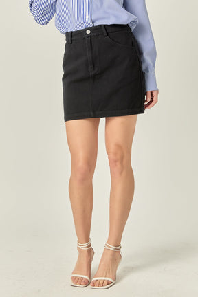 ENGLISH FACTORY - Basic Denim Mini Skirt - SKIRTS available at Objectrare