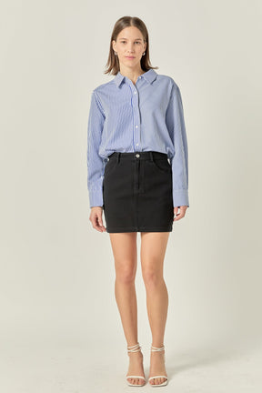 ENGLISH FACTORY - Basic Denim Mini Skirt - SKIRTS available at Objectrare