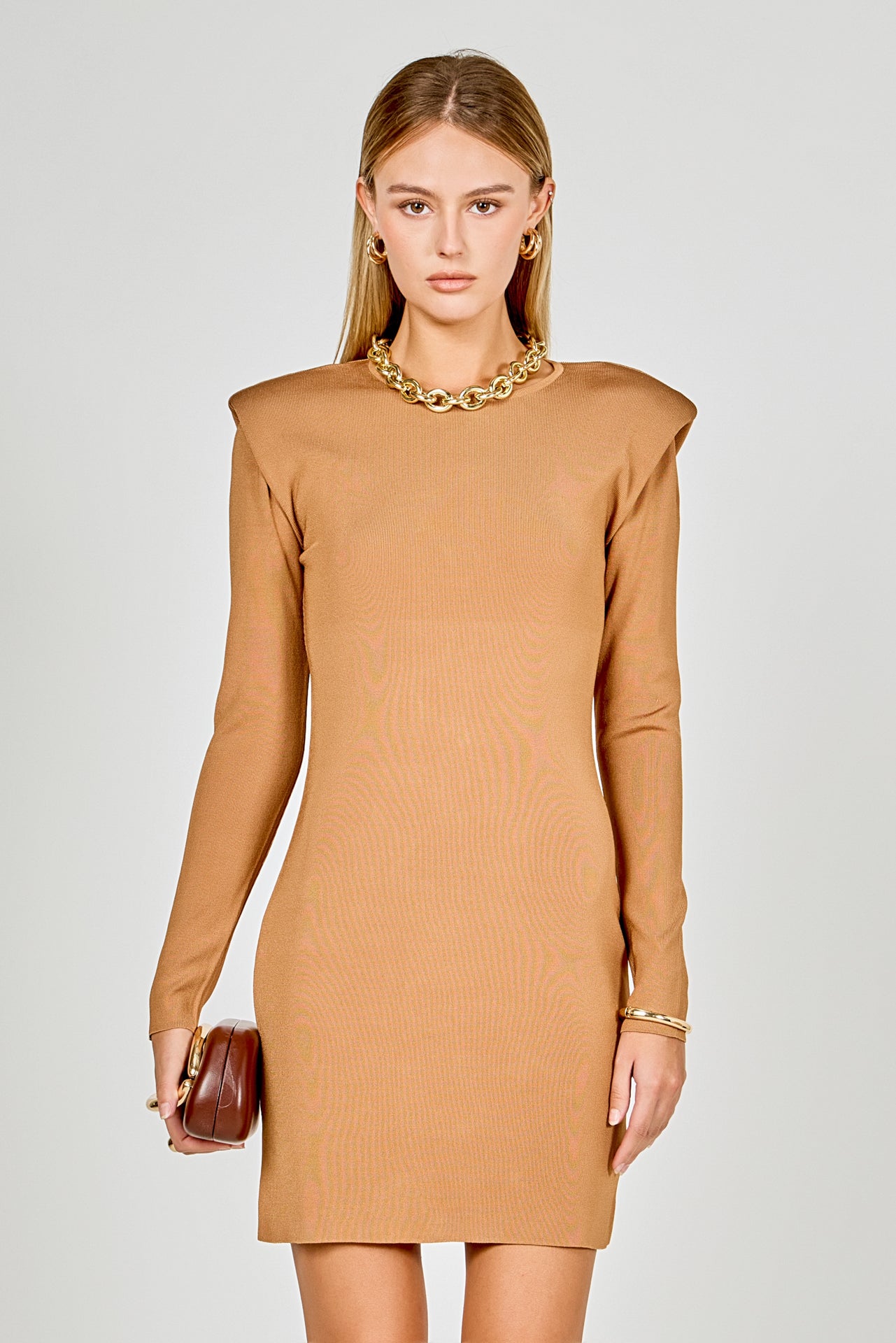 ENDLESS ROSE - Shoulder Pad Knit Dress - DRESSES available at Objectrare