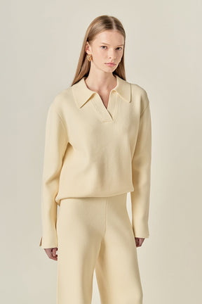 ENGLISH FACTORY - Collared Knit Sweater - SWEATERS & KNITS available at Objectrare