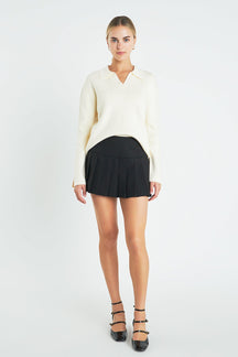ENGLISH FACTORY - Collared Knit Sweater - SWEATERS & KNITS available at Objectrare