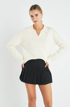 ENGLISH FACTORY - Collared Knit Sweater - SWEATERS & KNITS available at Objectrare