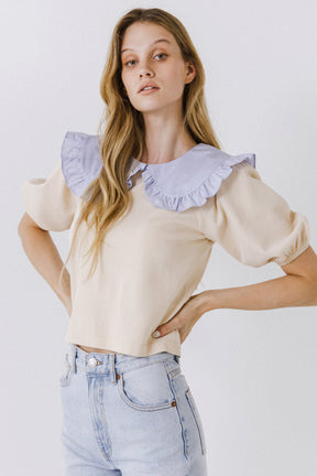 ENGLISH FACTORY - Oversized Ruffled Collar Knit Top - SWEATERS & KNITS available at Objectrare