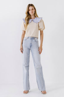 ENGLISH FACTORY - Oversized Ruffled Collar Knit Top - SWEATERS & KNITS available at Objectrare