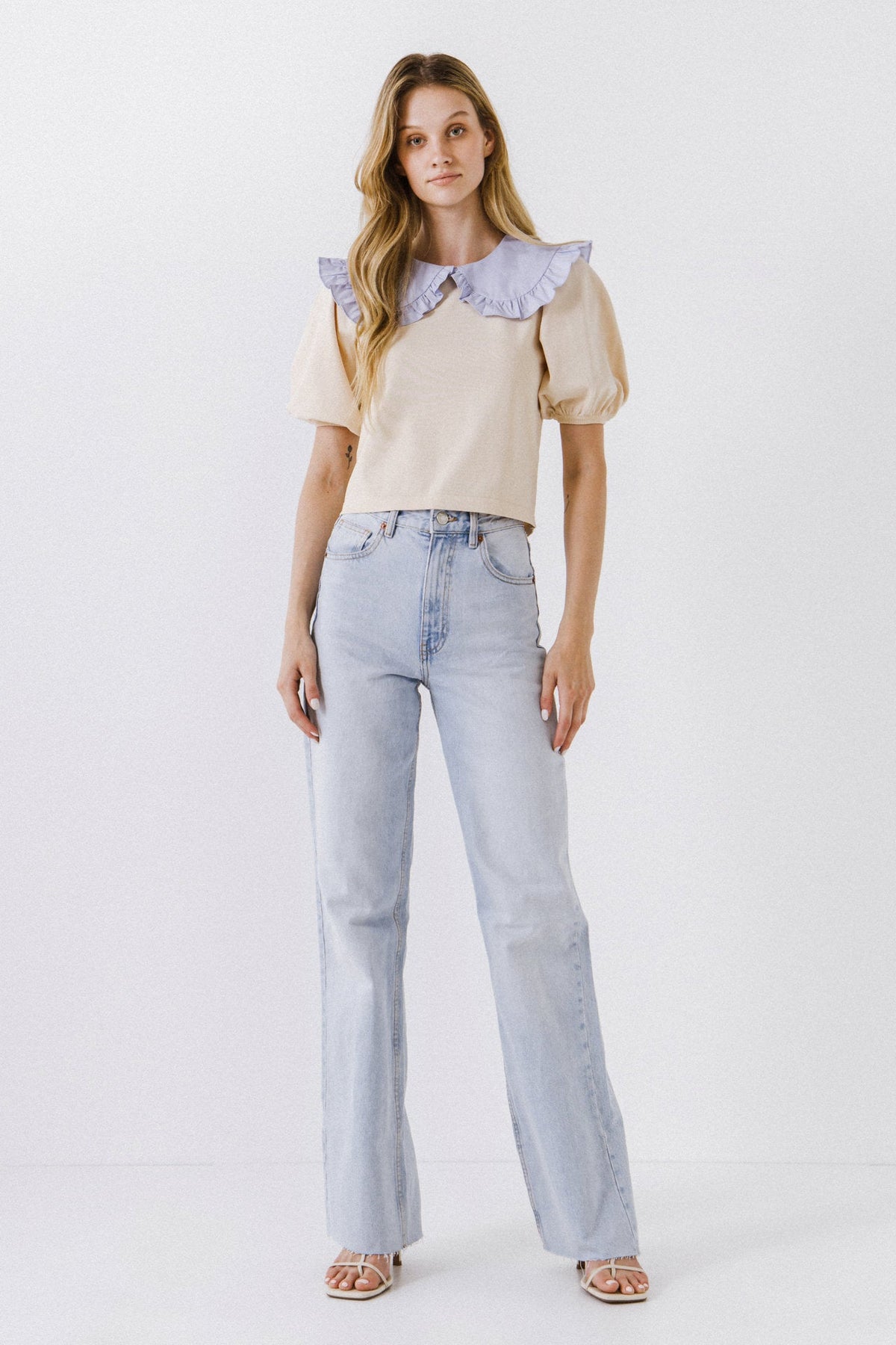 ENGLISH FACTORY - Oversized Ruffled Collar Knit Top - SWEATERS & KNITS available at Objectrare