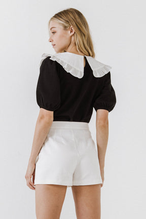 ENGLISH FACTORY - Oversized Ruffled Collar Knit Top - SWEATERS & KNITS available at Objectrare