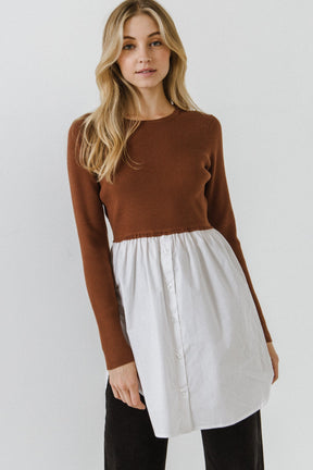 ENGLISH FACTORY - Shirt Detail Knit Top - SWEATERS & KNITS available at Objectrare