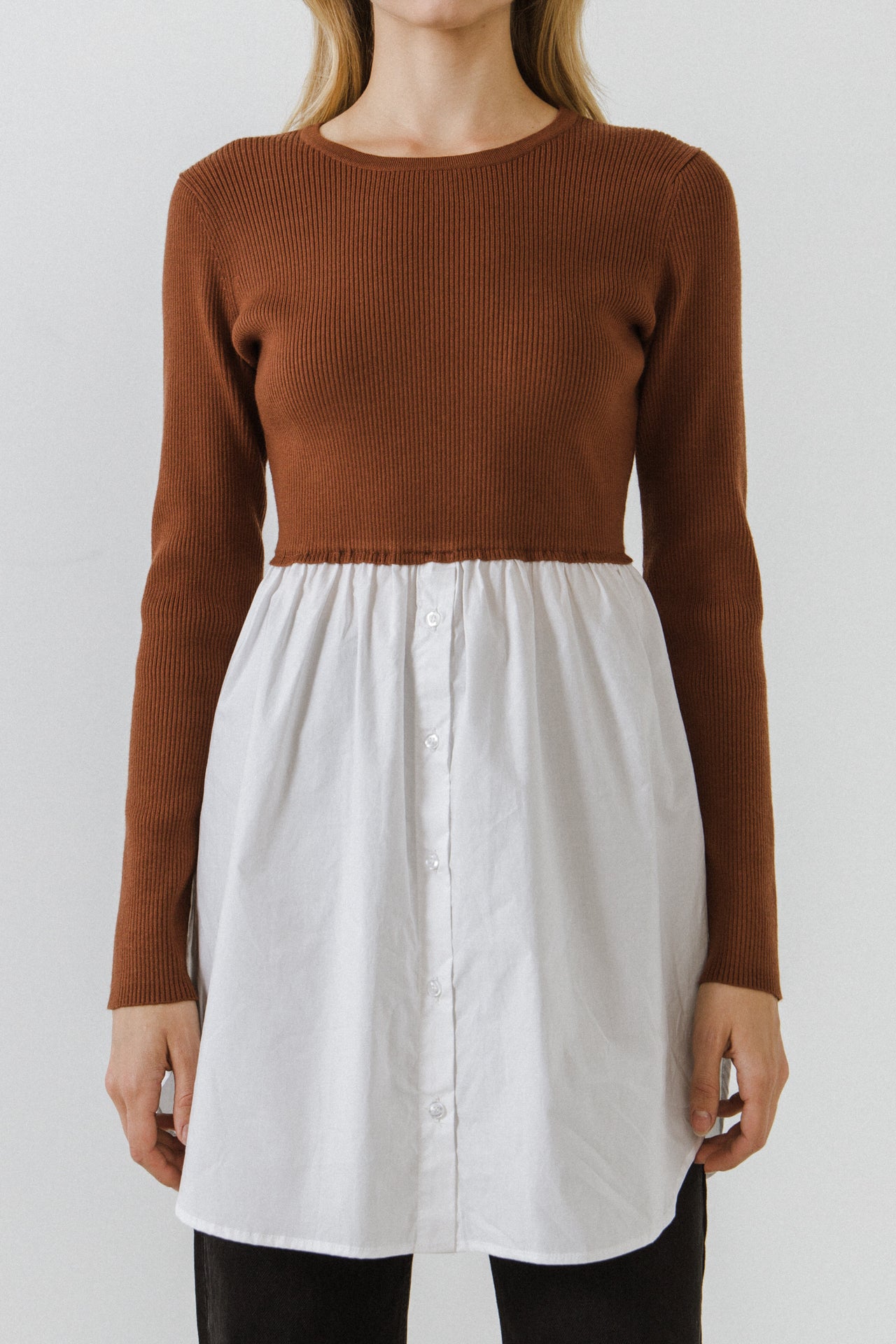 ENGLISH FACTORY - Shirt Detail Knit Top - SWEATERS & KNITS available at Objectrare
