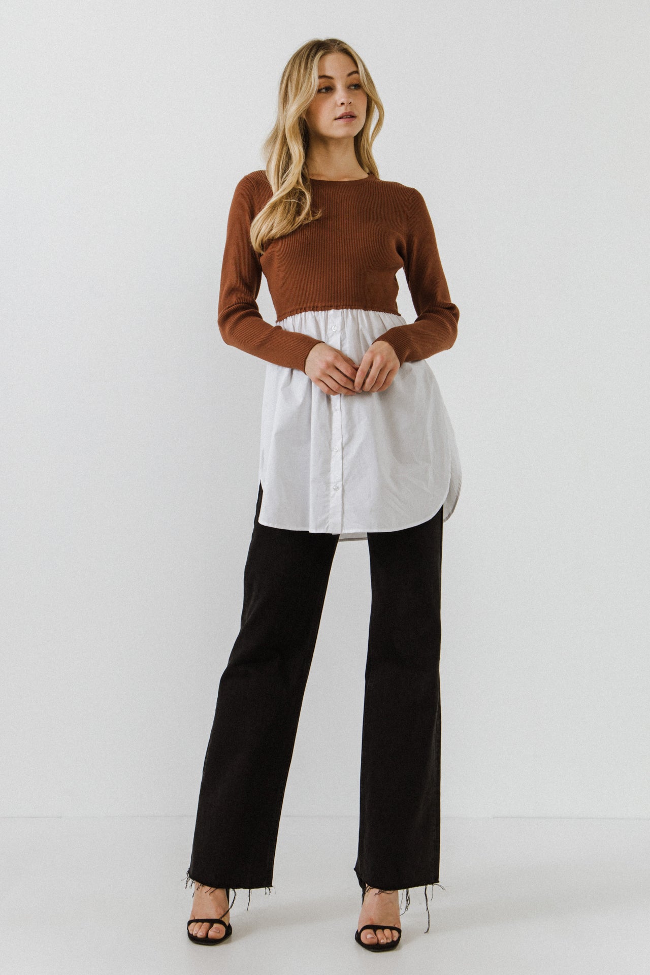 ENGLISH FACTORY - Shirt Detail Knit Top - SWEATERS & KNITS available at Objectrare