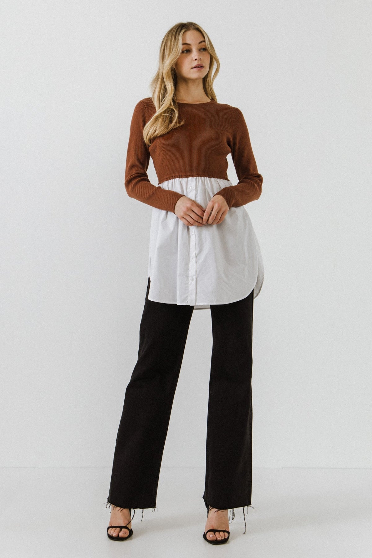 ENGLISH FACTORY - English Factory - Shirt Detail Knit Top - SHIRTS & BLOUSES available at Objectrare