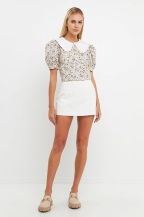 ENGLISH FACTORY - Oversized Collar Floral Top - SHIRTS & BLOUSES available at Objectrare