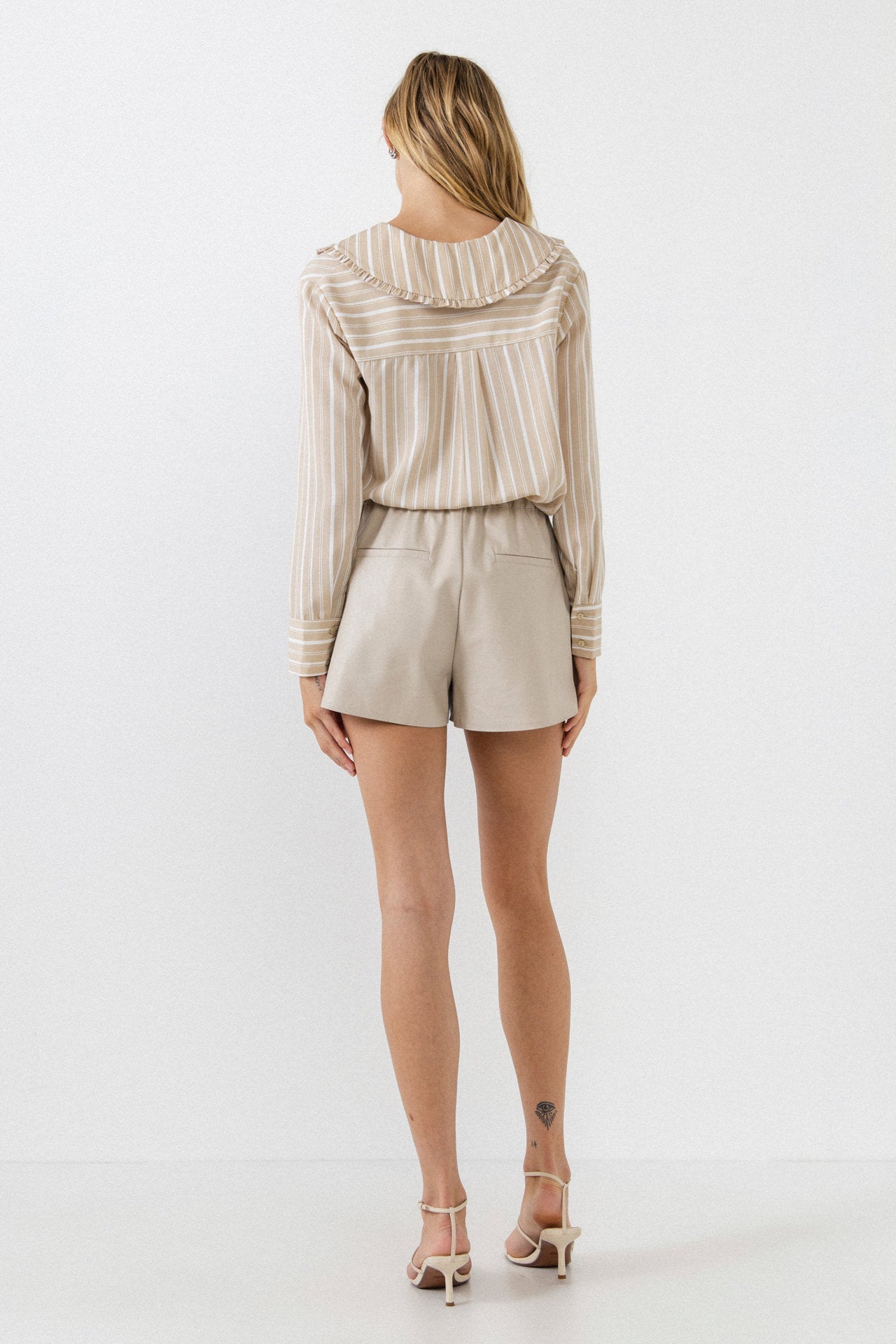 ENGLISH FACTORY - Ruffled-Collar Striped Shirt - BLOUSES available at Objectrare
