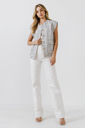ENDLESS ROSE - Tweed Oversized Vest - JACKETS available at Objectrare