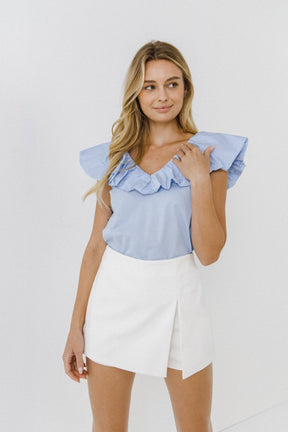 ENGLISH FACTORY - Ruffle at Neckline Top - TOPS available at Objectrare