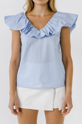 ENGLISH FACTORY - Ruffle at Neckline Top - TOPS available at Objectrare