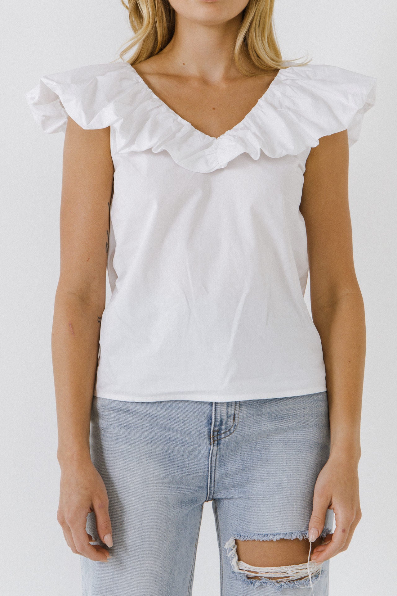 ENGLISH FACTORY - Ruffle at Neckline Top - BLOUSES available at Objectrare