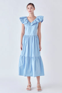 ENGLISH FACTORY - Ruffled Midi Dress - DRESSES available at Objectrare