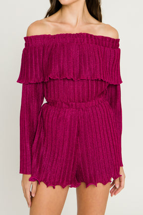 Metallic Off-The-Shoulder Romper