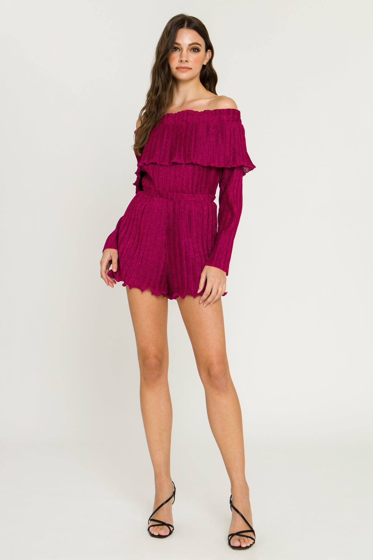 Metallic Off-The-Shoulder Romper