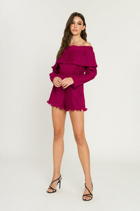 Metallic Off-The-Shoulder Romper