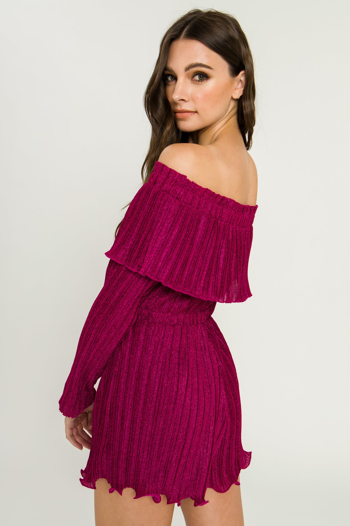 Metallic Off-The-Shoulder Romper