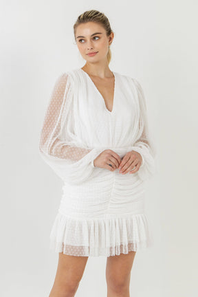 ENDLESS ROSE - Swiss Dot Ruched Dress - DRESSES available at Objectrare