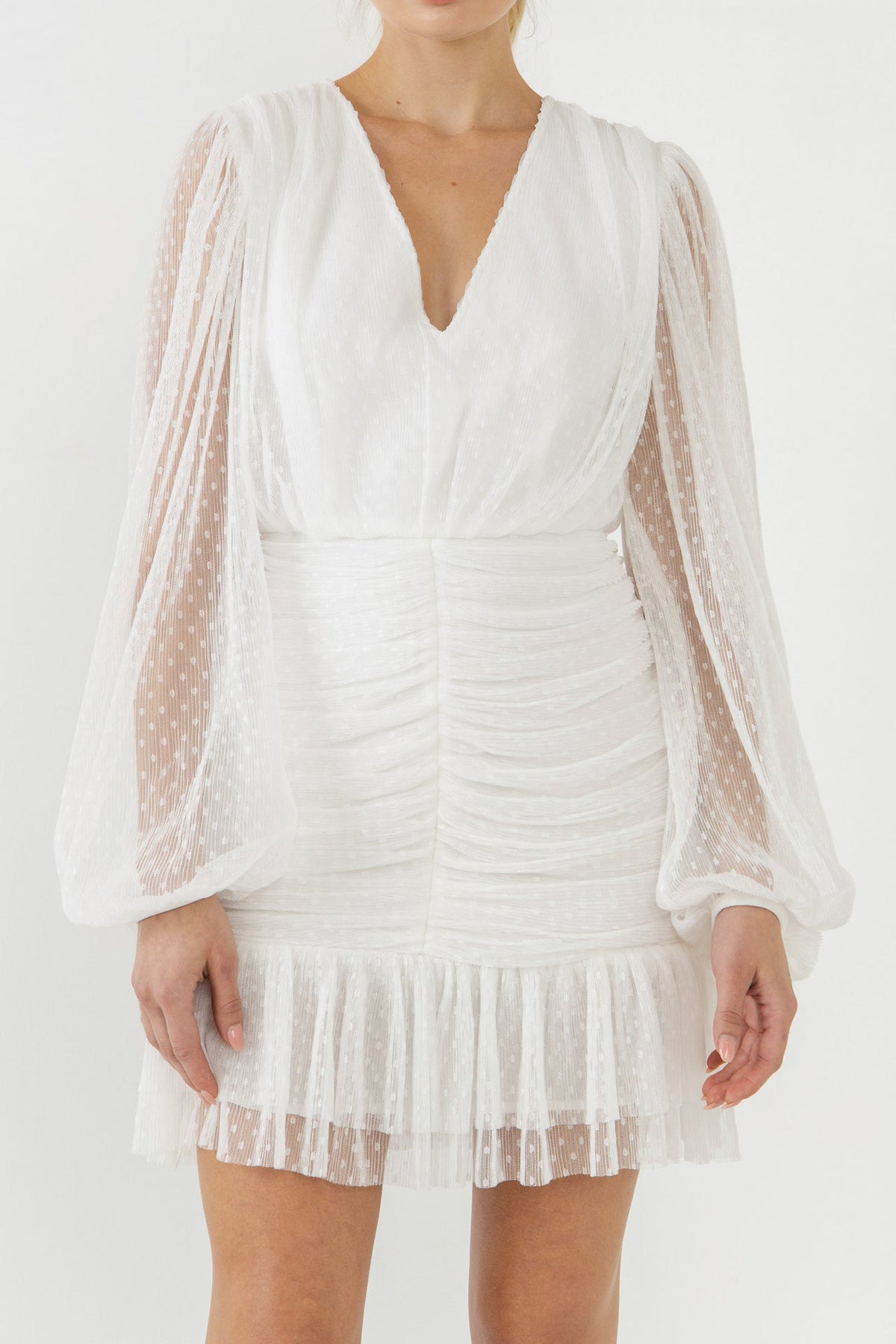 ENDLESS ROSE - Swiss Dot Ruched Dress - DRESSES available at Objectrare