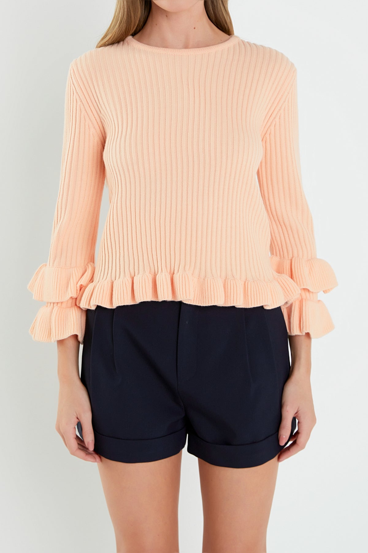 ENGLISH FACTORY - Ruffle Detail Sweater - SWEATERS & KNITS available at Objectrare
