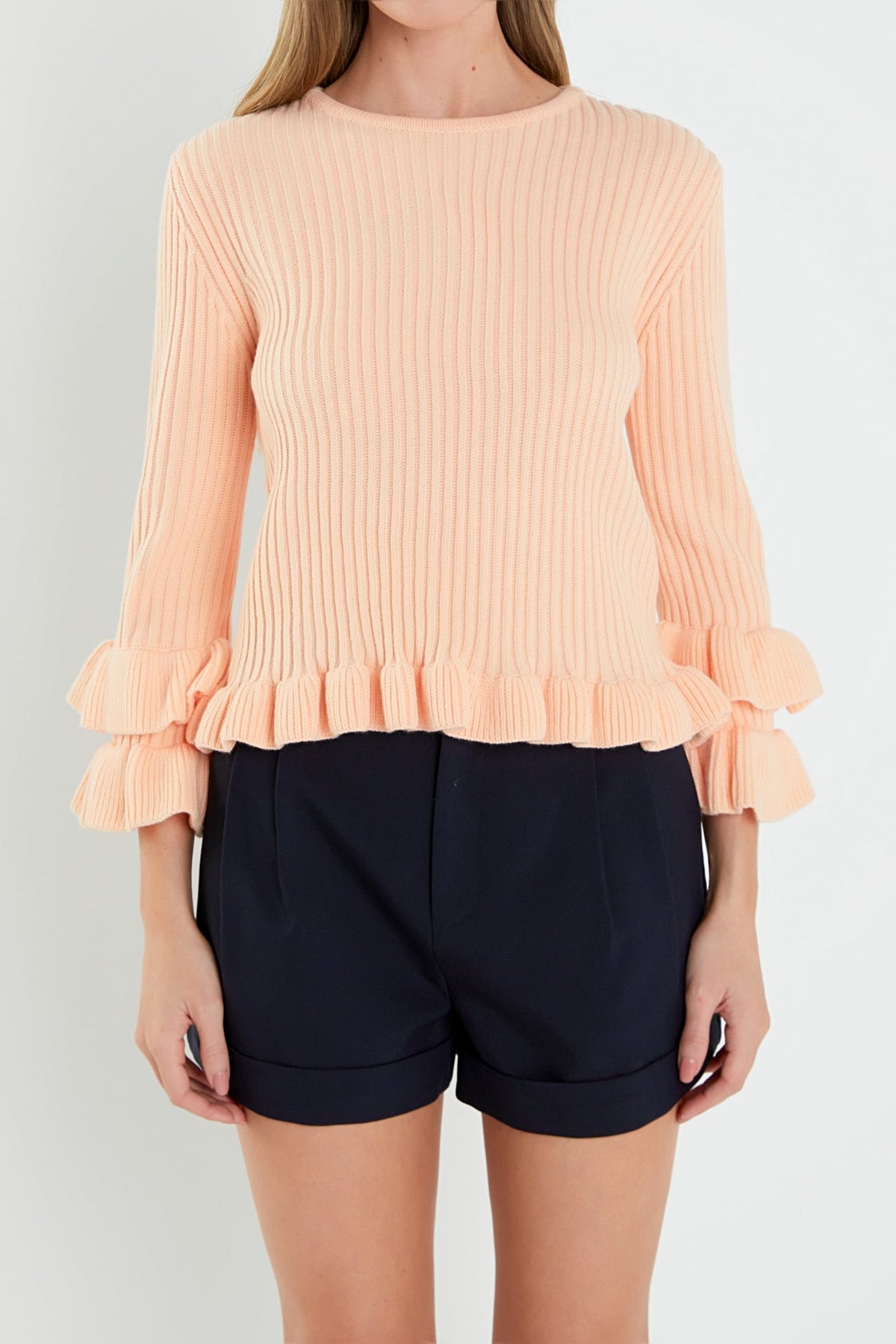 ENGLISH FACTORY - Ruffle Detail Sweater - SWEATERS & KNITS available at Objectrare