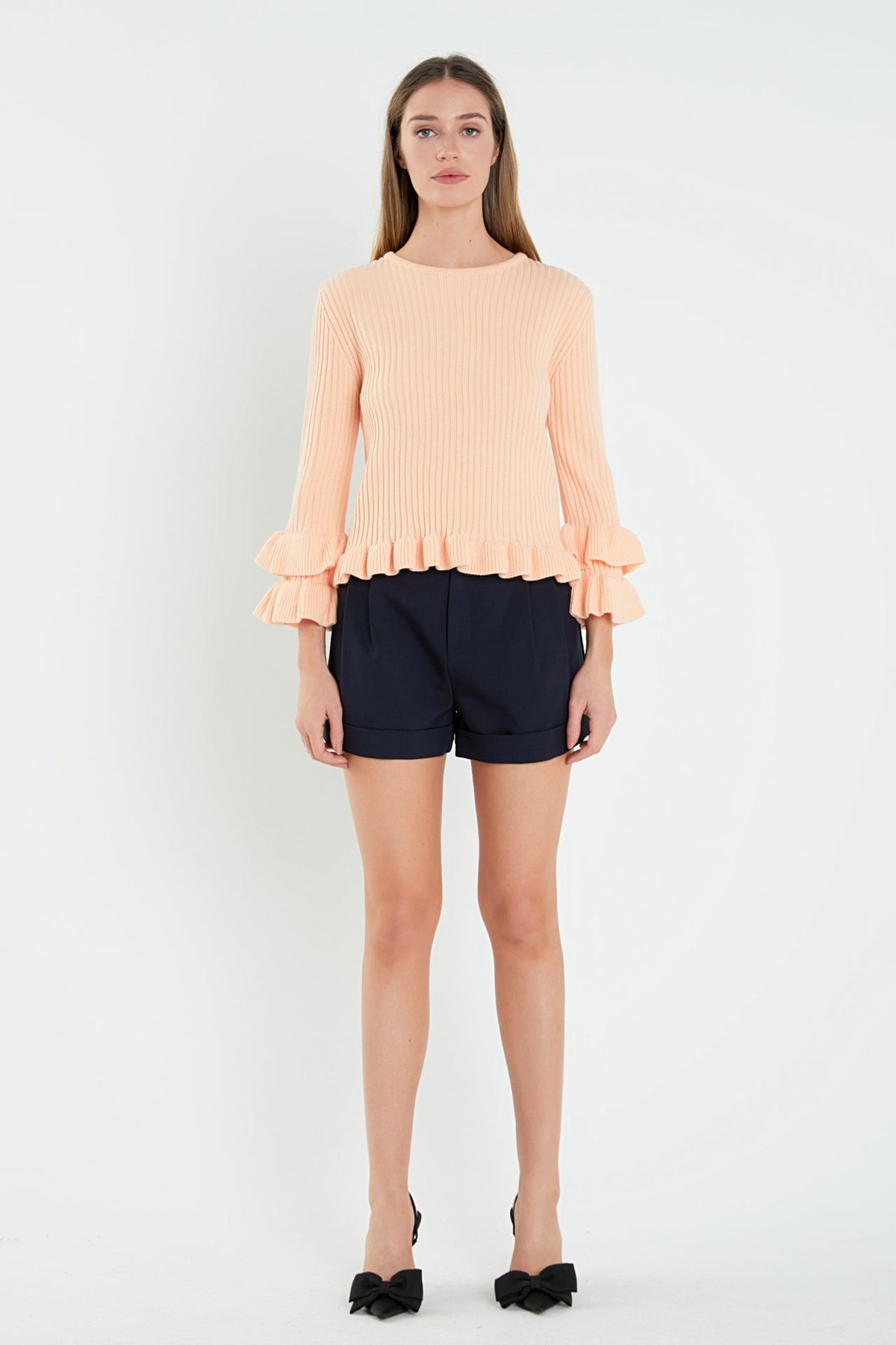 ENGLISH FACTORY - Ruffle Detail Sweater - SWEATERS & KNITS available at Objectrare