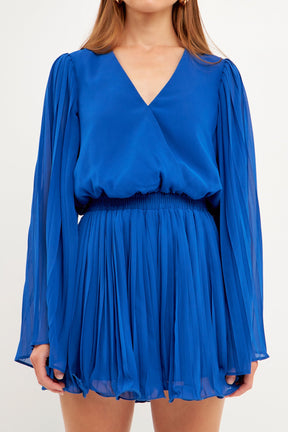 ENDLESS ROSE - Chiffon Pleated Wrap Romper - ROMPERS available at Objectrare