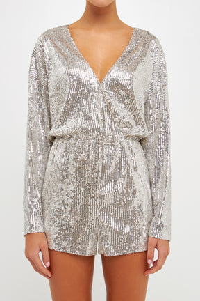 ENDLESS ROSE - Endless Rose - Sequin Wrap Romper - ROMPERS available at Objectrare