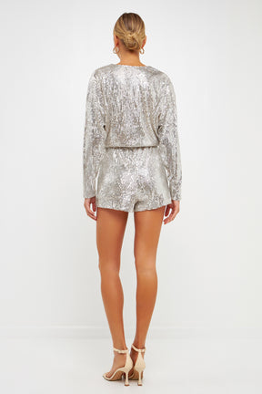 ENDLESS ROSE - Endless Rose - Sequin Wrap Romper - ROMPERS available at Objectrare