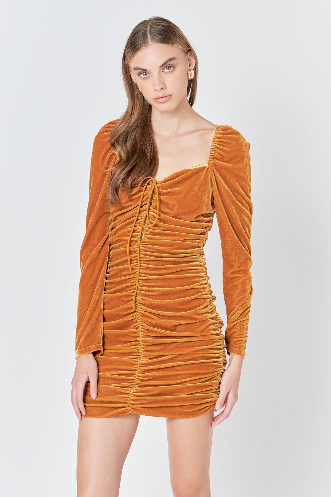 Sweetheart Neckline Ruched Woven Dress