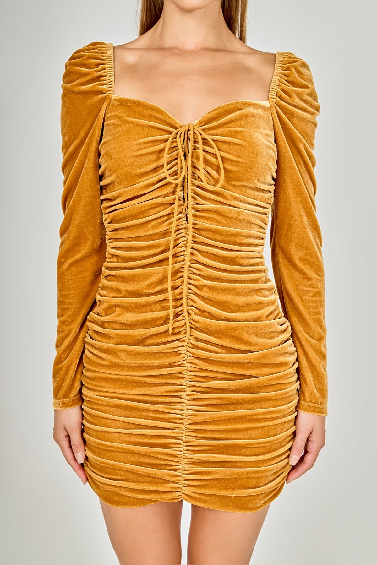 ENDLESS ROSE - Sweetheart Neckline Ruched Woven Dress - DRESSES available at Objectrare