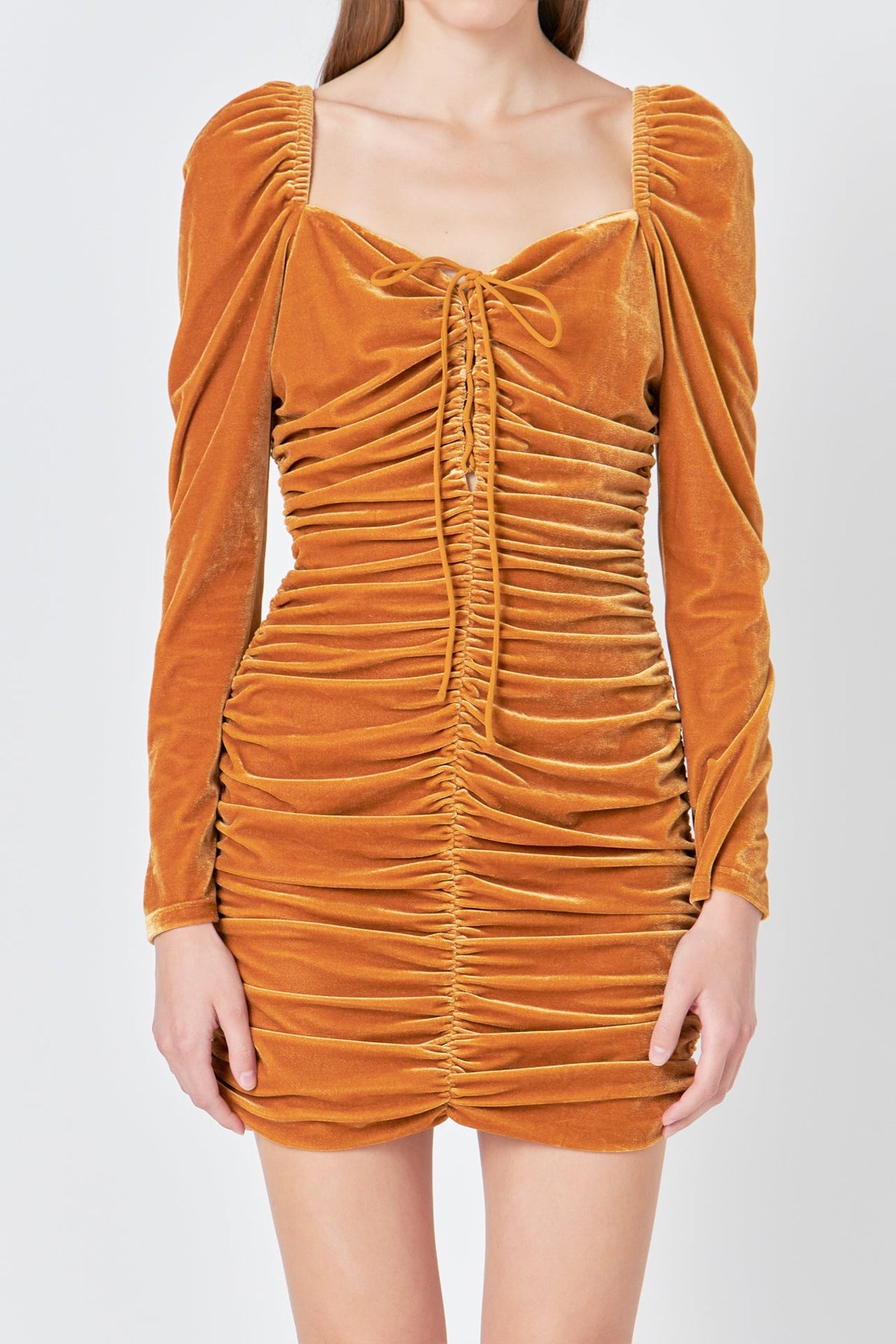 ENDLESS ROSE - Sweetheart Neckline Ruched Woven Dress - DRESSES available at Objectrare