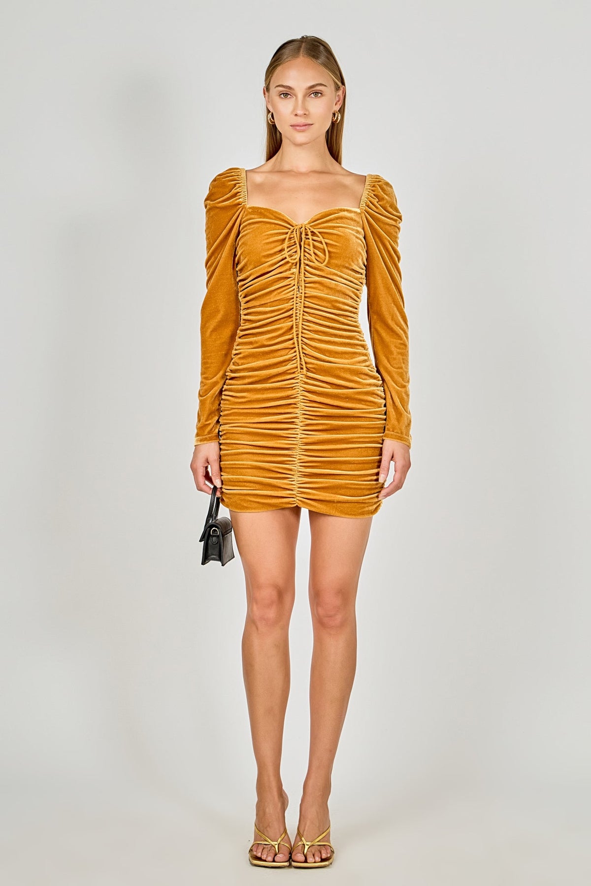 ENDLESS ROSE - Sweetheart Neckline Ruched Woven Dress - DRESSES available at Objectrare