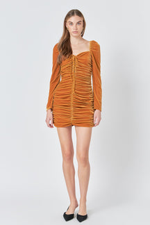 Sweetheart Neckline Ruched Woven Dress