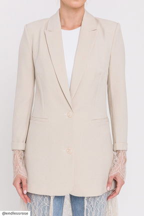 ENDLESS ROSE - Endless Rose - Lace Combo Blazer - BLAZERS available at Objectrare