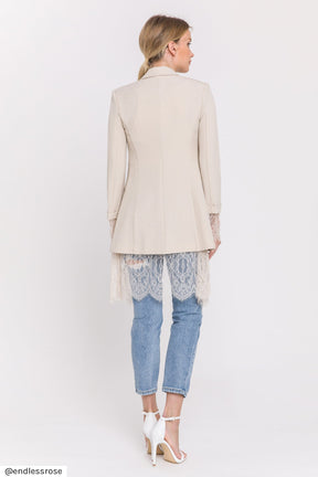 ENDLESS ROSE - Lace Combo Blazer - BLAZERS available at Objectrare