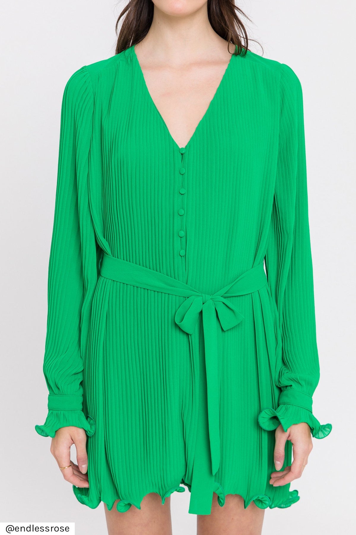 Chiffon Pleated Mini Dress