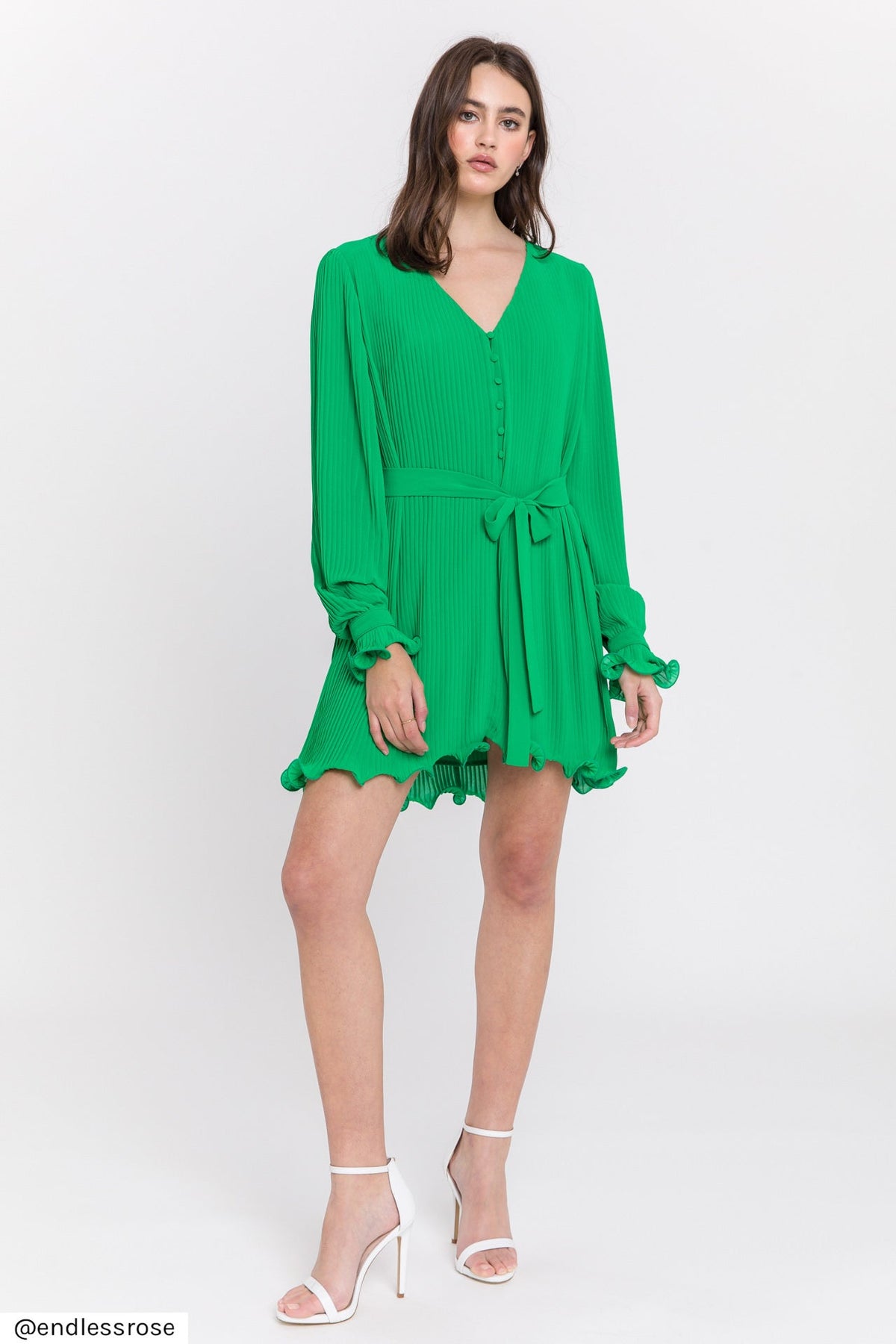 Chiffon Pleated Mini Dress